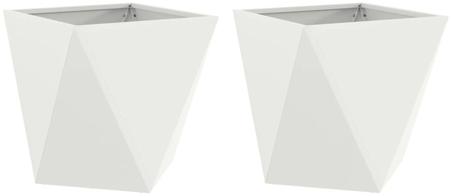 vidaXL Pflanzkübel 2 pcs Weiß 40 x 40 x 40 cm Stahl 883825 Bild 1