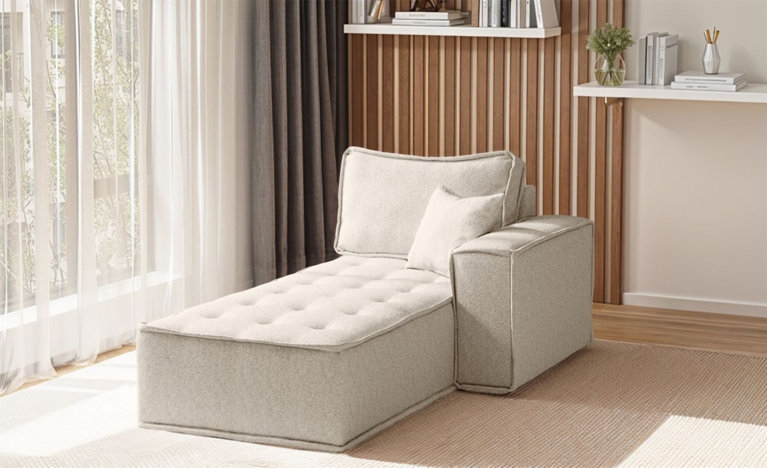 Ottomane Modul SANDE Stoff Alpine Beige Seite Rechts Bild 1