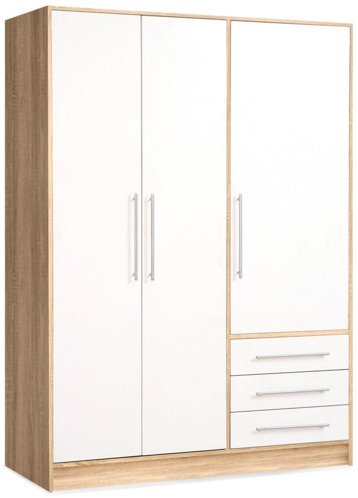 Kleiderschrank Junis 1 weiß Sonoma Eiche 145x200x60 cm Schrank Bild 1