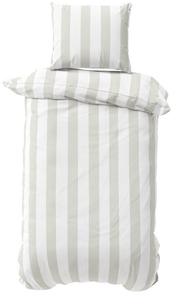 Visaggio Bettwäsche Baumwolle 135x200 cm und 155x220 cm, Jersey, 2 teilig, Ganzjahresbettwäsche mit Markenreißverschluss, Grau und Weiß Streifen Bild 1