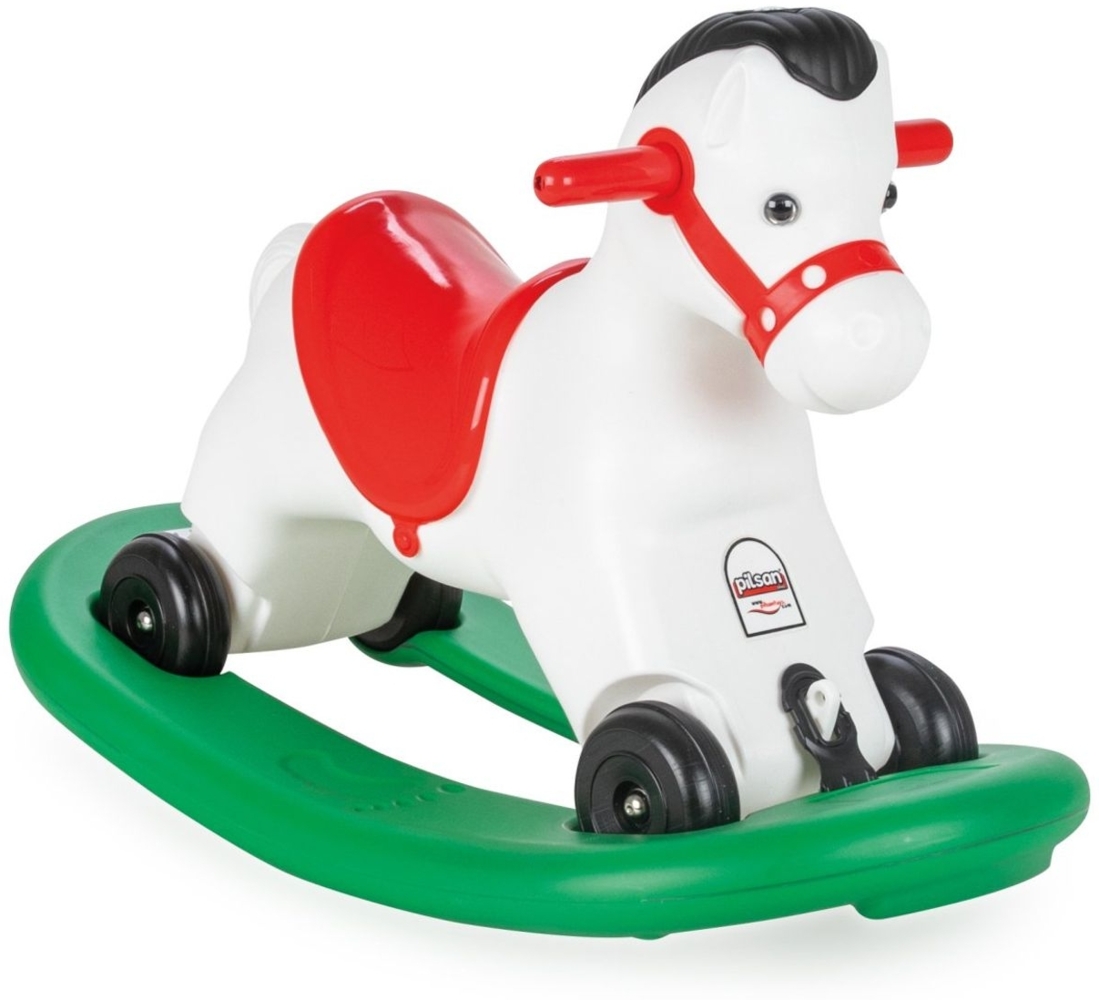 Rocking Horse mit Musik - Schaukelpferd und Rutscher 2 in 1 mit Rollen bis 50 kg Bild 1