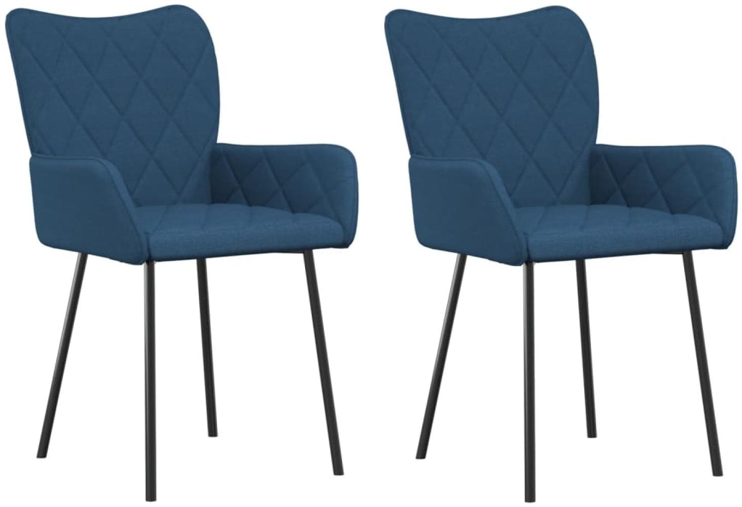 vidaXL Esszimmerstühle 2 Stk. Blau Stoff 344843 Bild 1
