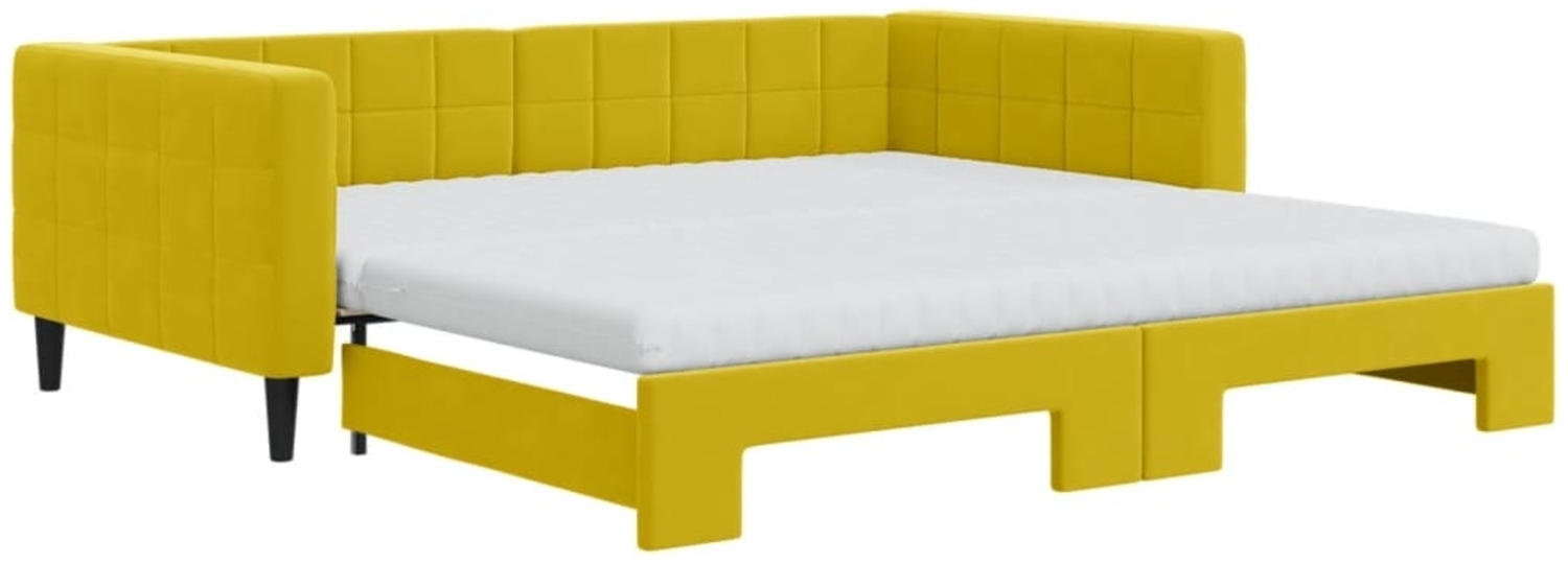 vidaxl Tagesbett Ausziehbar mit cm (Farbe:, Gelb, 100x200 cm, Samt Bild 1