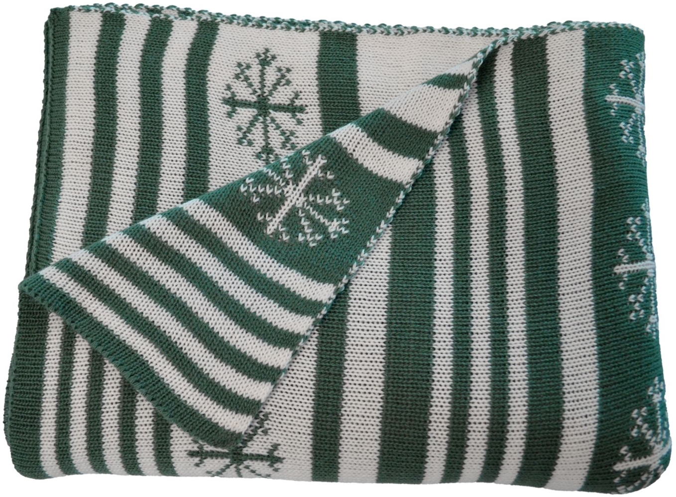 Primera Strickdecke Kuscheldecke Weihnachtsdecke 130x170 cm grün beige 545003-575 Bild 1