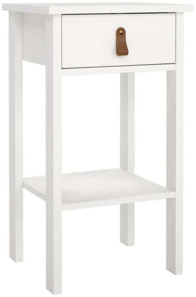 Dmora Nachttisch Inday, Niedrige Kommode, Tisch, Multifunktionaler Nachttisch, 40x34 h70 cm, Weiß Bild 1