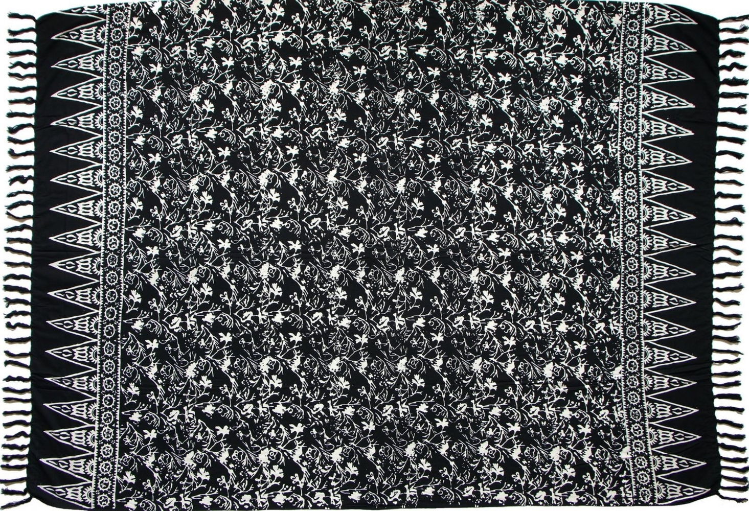 Wogeka Sarong blickdichter Sarong schwarz Muster Strandtuch Strandkleid Wickelrock Bild 1