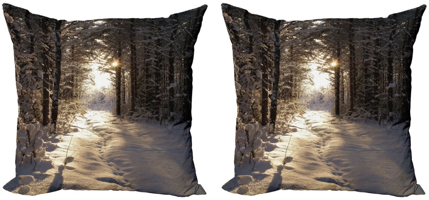 Abakuhaus Kissenbezüge Modern Accent Doppelseitiger Digitaldruck, (2 Stück), Winter Weihnachten Schnee Wald Bild 1