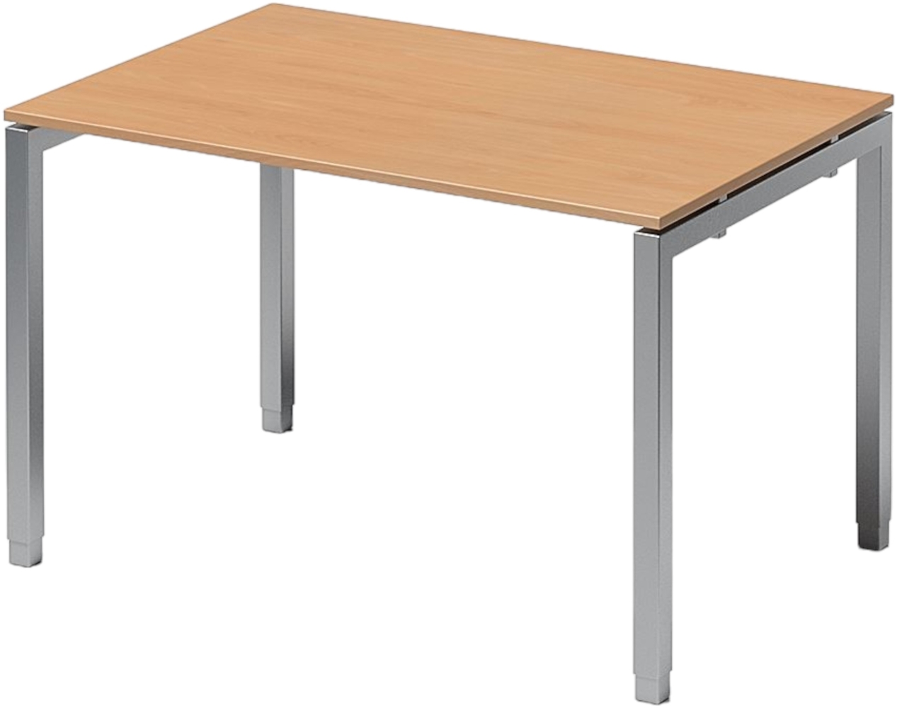 Bisley Cito höhenverstellbarer Schreibtisch 120x80 cm, Tischplatte in Buche, Gestell in Silber - PC Tisch für's Büro manuell höhenverstellbar, Computertisch verstellbar, DUH1208-BC-355 Bild 1