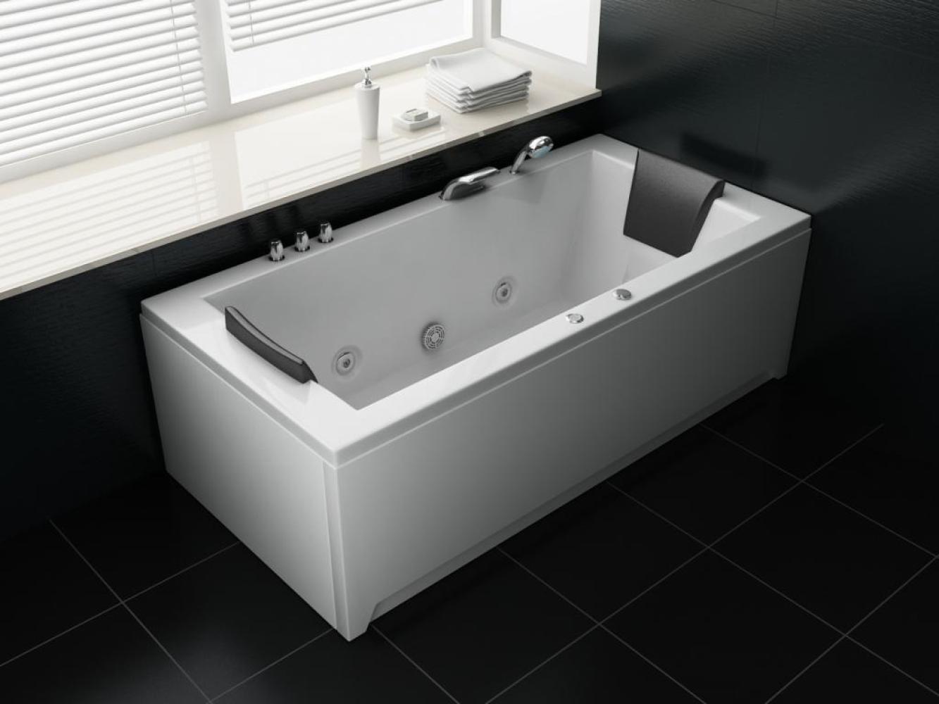 PureHaven Whirlpool 182x90cm Reinigungsprogramm & Lichttherapie elegantes Design Wasserfall 12 Hydrojets Bild 1