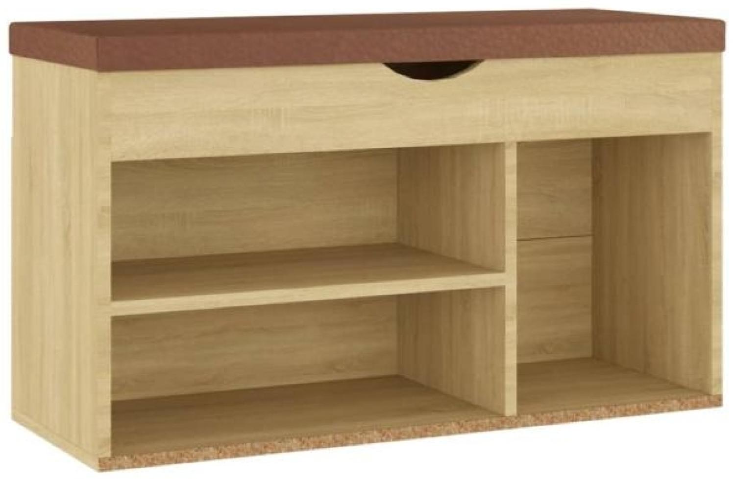 vidaXL Schuhbank mit Kissen Sonoma-Eiche 80x30x47 cm Holzwerkstoff 326762 Bild 1