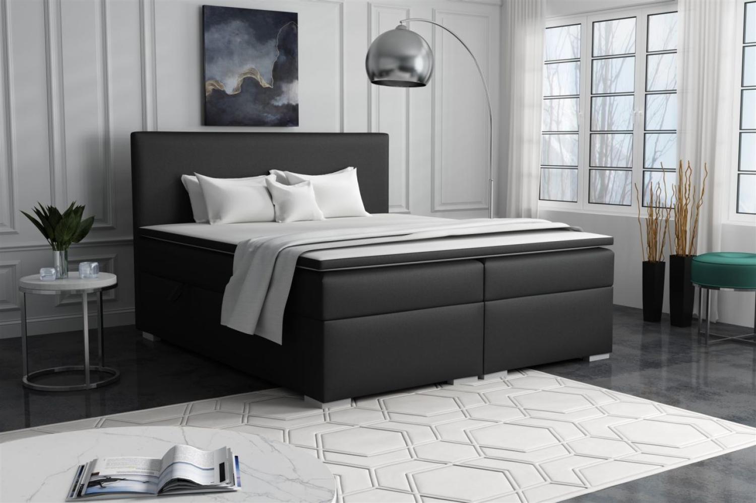 Boxspringbett Schlafzimmerbett SOREL 140x200cm Kunstleder Soft Schwarz Bild 1