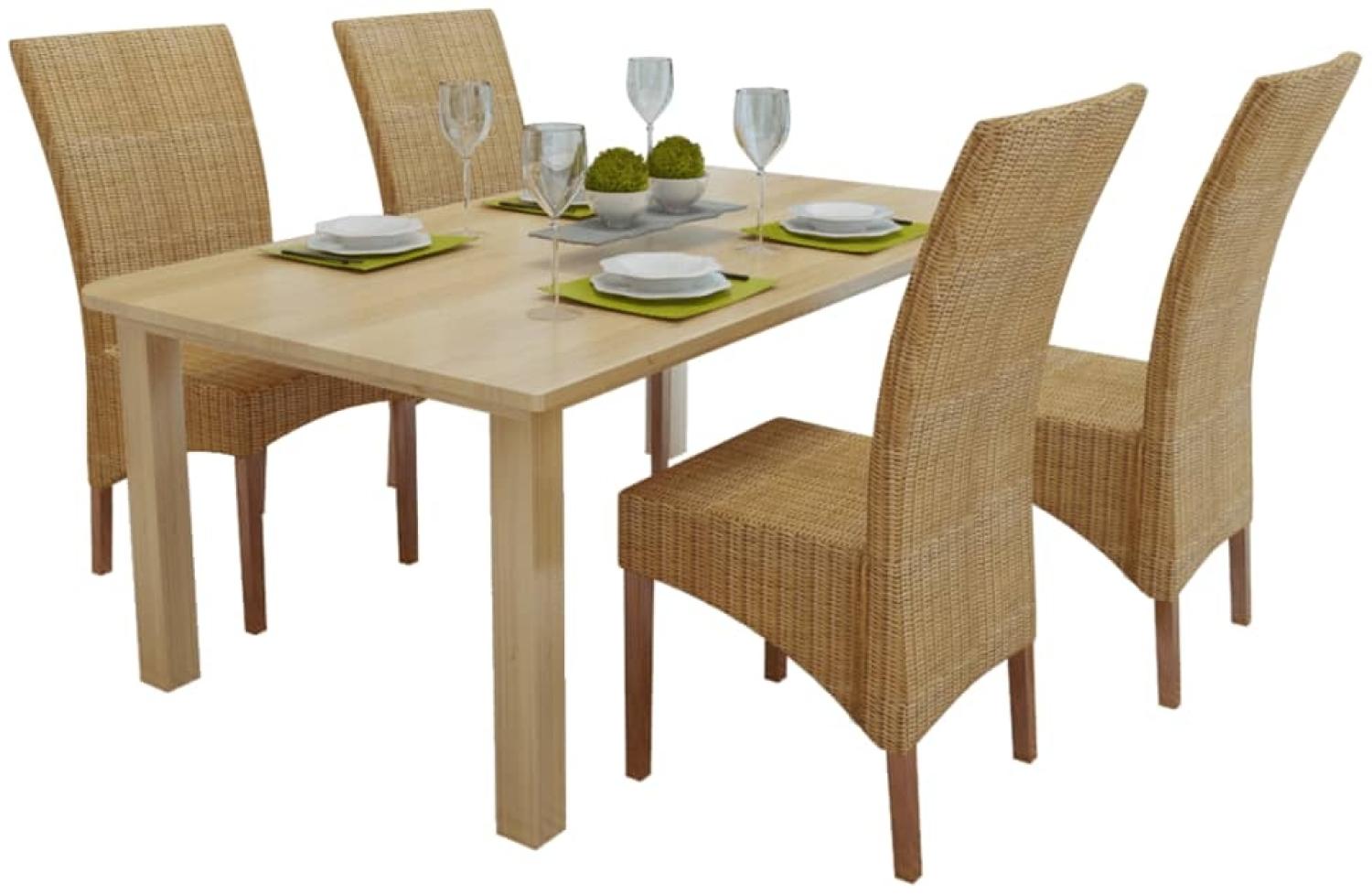 vidaXL Esszimmerstühle 4 Stk. Natur Rattan Braun [274204] Bild 1