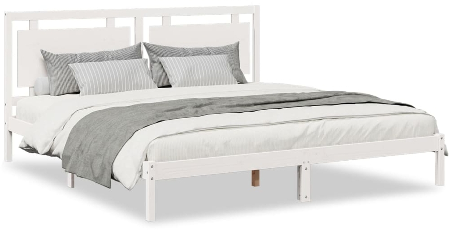 vidaXL Massivholzbett Extra Lang ohne Matratze Weiß 200x210 cm 3309194 Bild 1