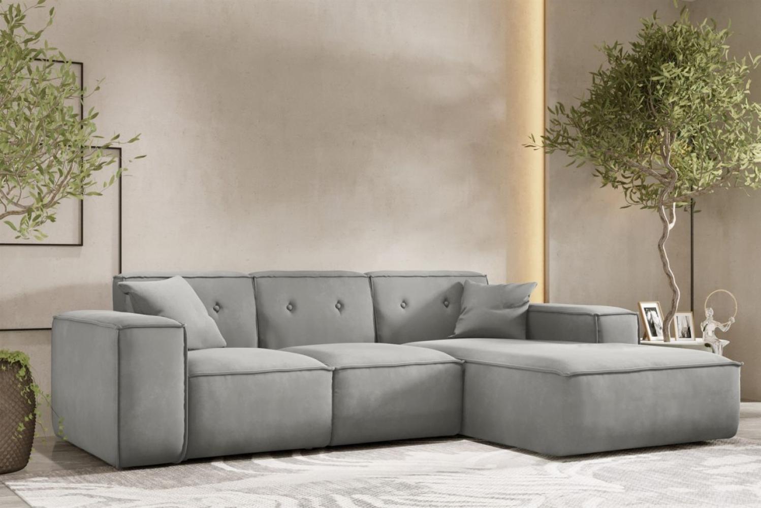 Ecksofa Designersofa CESINA Stoff Opera Velvet Steingrau Ottomane Rechts Bild 1