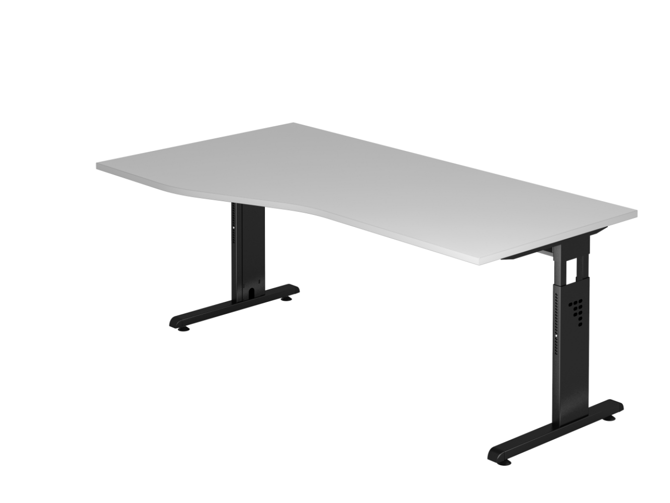 Schreibtisch OS18 C-Fuß 180x100 / 80cm Grau Gestellfarbe: Schwarz Bild 1