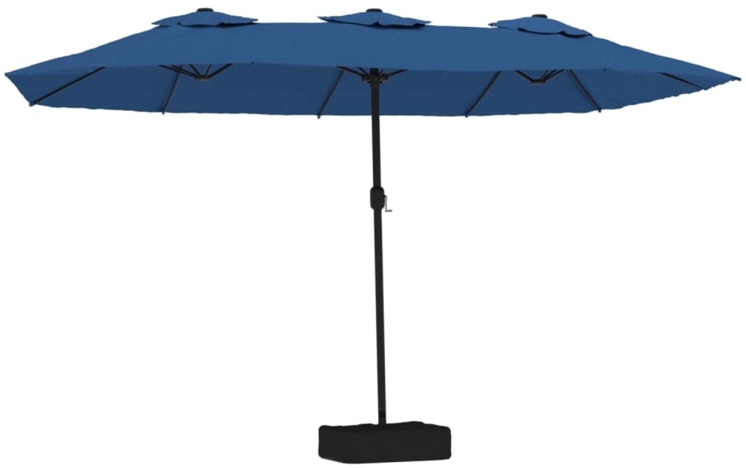 vidaXL Doppel-Sonnenschirm mit LED-Leuchten Azurblau 449x265 cm 362960 Bild 1