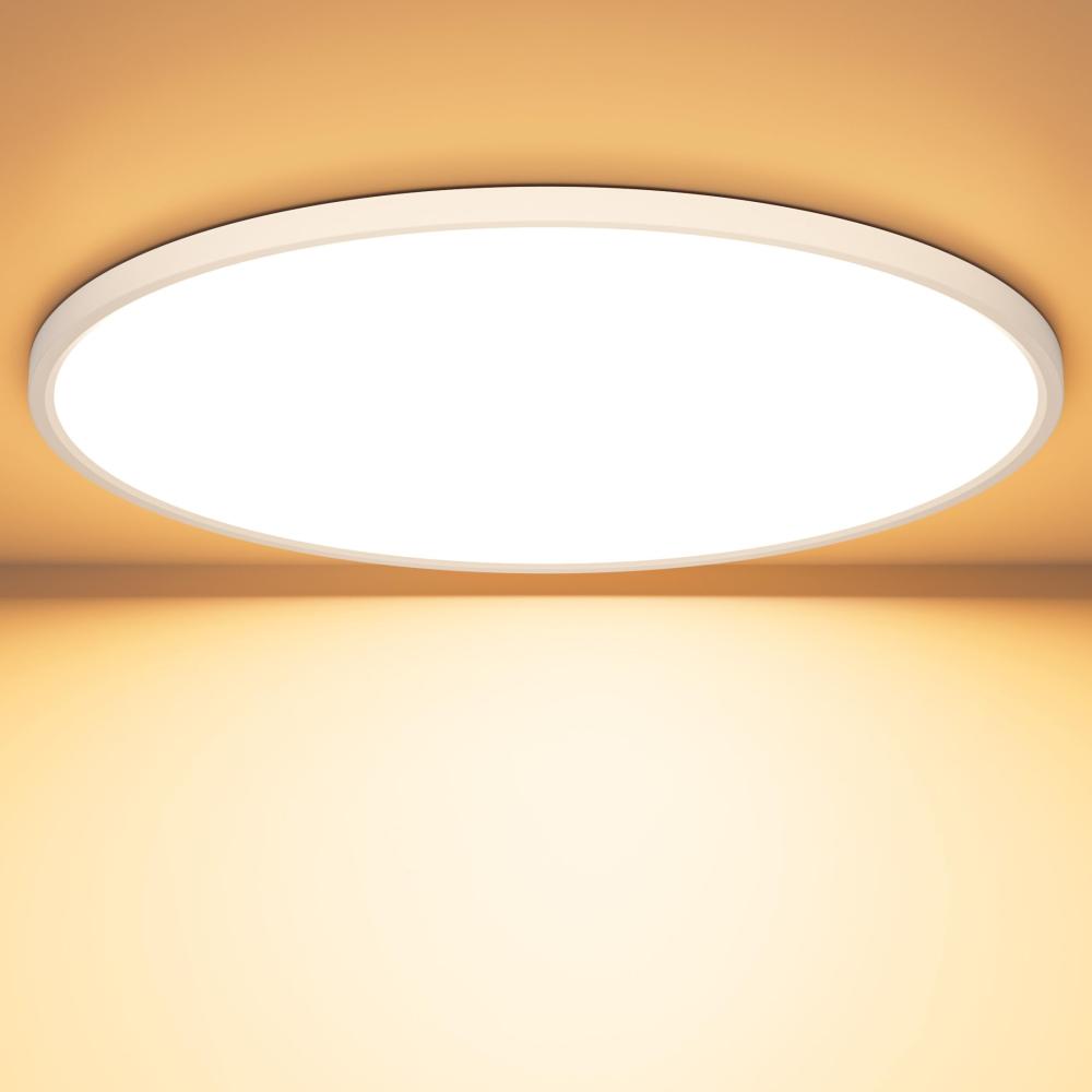 OUILA LED Deckenleuchte Flach Rund - Ø40CM Deckenlampe LED 36W 3000K 3600LM IP44 Wasserdichte Badezimmer lampe, Küchenlampe Deckenleuchte Warmweiß für Küche Bad Schlafzimmer Flur Keller Bild 1