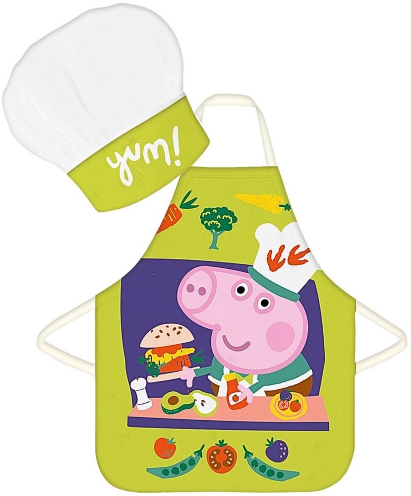 Peppa Pig Kochschürze Peppa Wutz, (2-tlg), Kinder Koch-Set 2 tlg. Backschürze + Chefmütze Bild 1