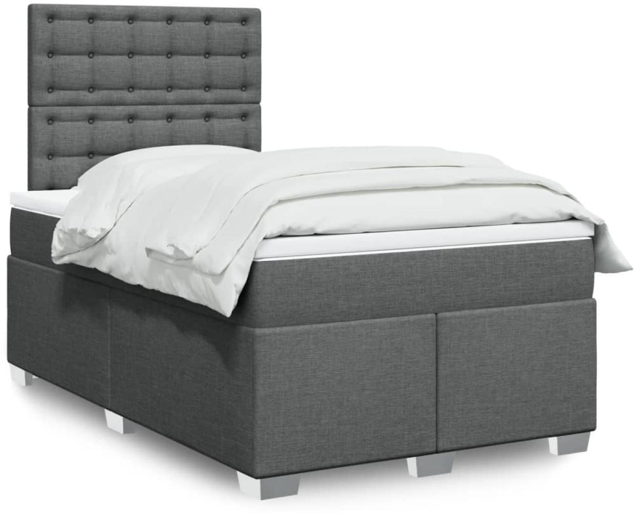 vidaXL Boxspringbett mit Matratze Dunkelgrau 120x200 cm Stoff 3292770 Bild 1