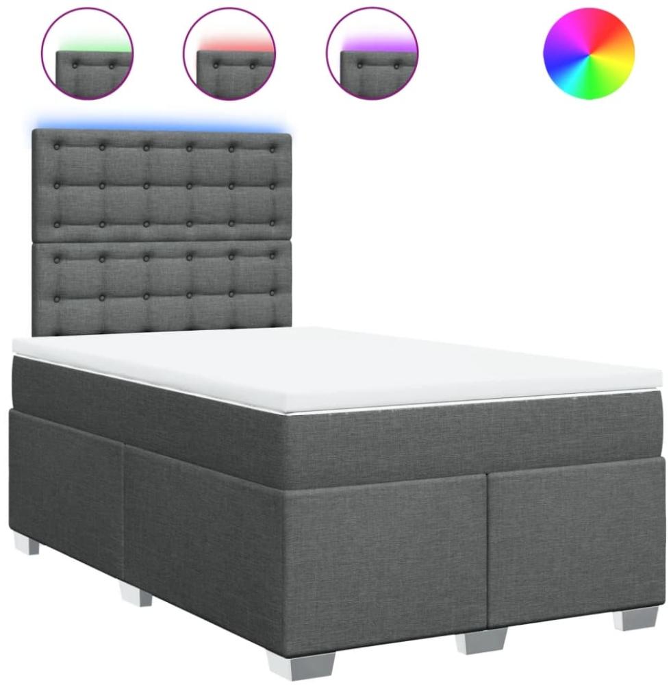 vidaXL Boxspringbett mit Matratze Dunkelgrau 120x200 cm Stoff 3292770 Bild 1