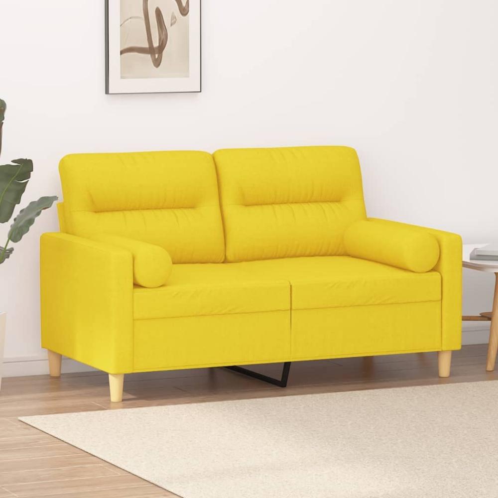 vidaXL 2-Sitzer-Sofa mit Zierkissen Hellgelb 120 cm Stoff 3200818 Bild 1