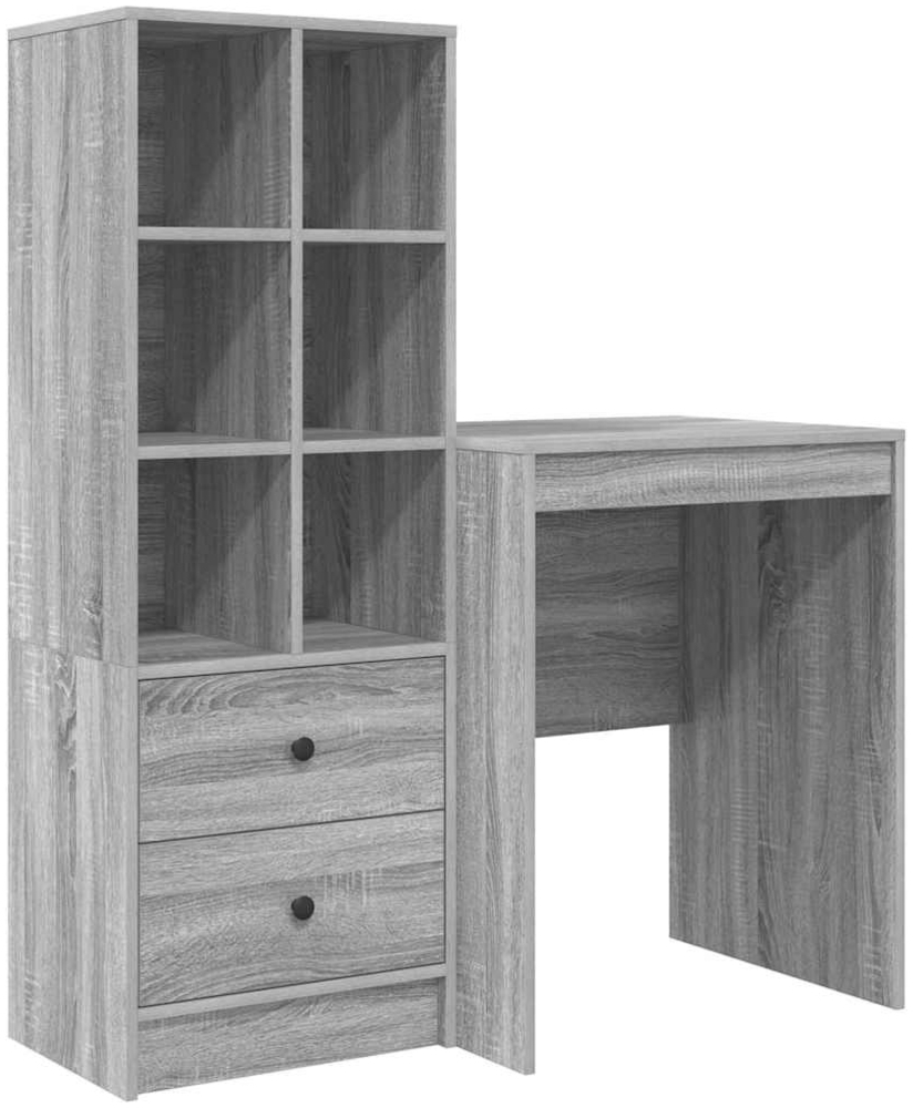 vidaXL Schreibtisch mit Stauraum 2 pcs Grau Sonoma Holzwerkstoff 3337342 Bild 1