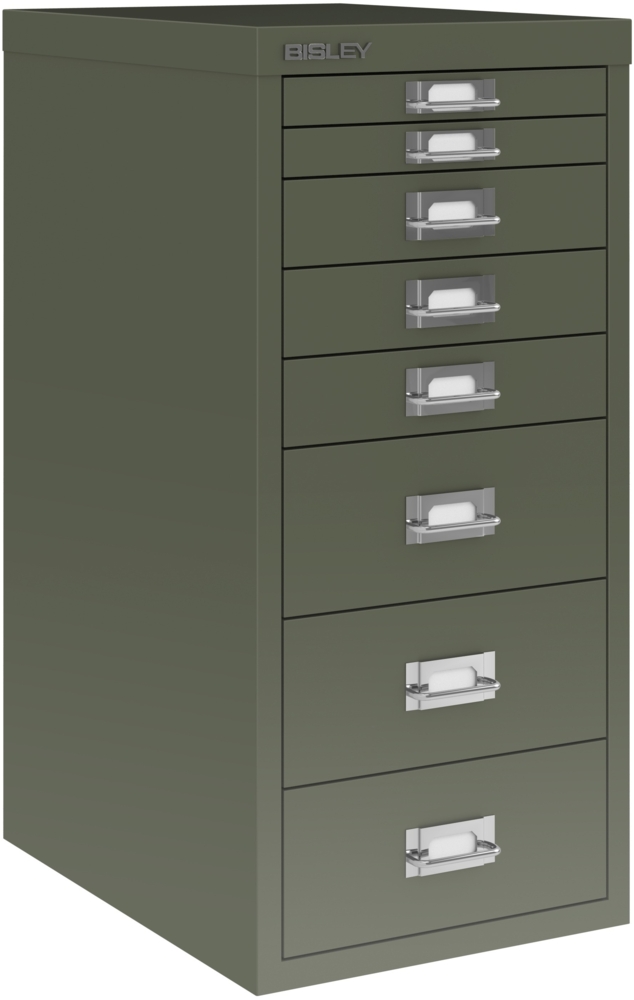 Bisley MultiDrawer™, 29er Serie, DIN A4, 8 Schubladen, Farbe olivgrün Bild 1