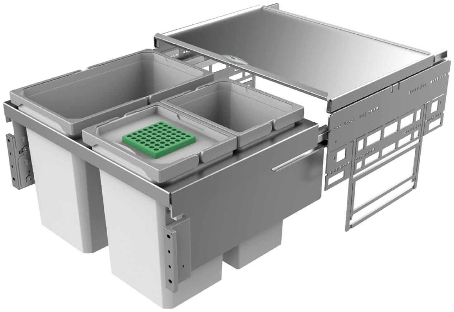 Abfallsorter Cox® Base 360 S/600-3 mit Biodeckel, hellgrau / 60 cm Schrankbreite / Abfalleimer / Abfallsammler / Mülleimer Bild 1