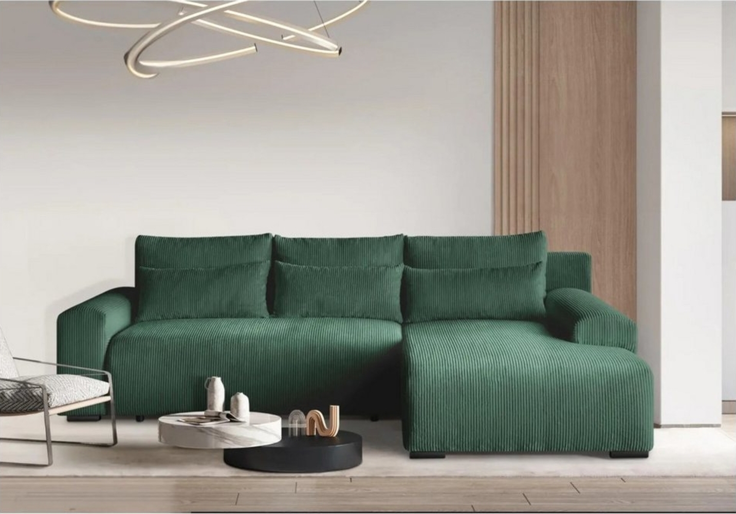 Beautysofa Ecksofa Benny, inkl. Schlaffunktion, Bettkasten, Wellenfedern, stilvoll Polsterecke im modernes Design, L-förmiges Corner Sofa aus Cordstoff Bild 1