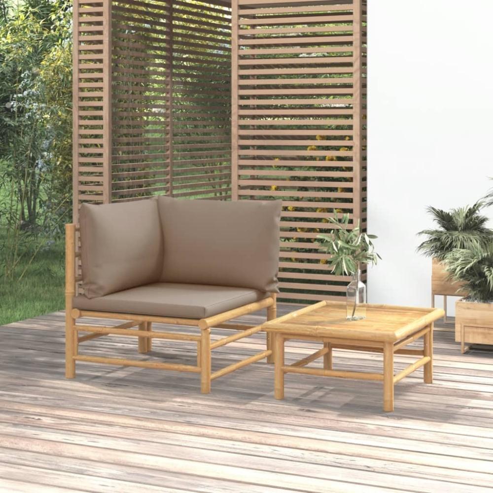 vidaXL 2-tlg. Garten-Lounge-Set mit Taupe Kissen Bambus 362285 Bild 1