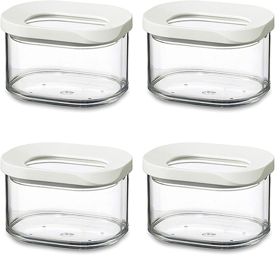 Mepal | Modula Vorratsdosen 175 ml | praktisches 4er Set | transparenter Kunststoff | weiße Deckel | ideal für die Aufbewahrung kleiner Lebensmittelmengen | stapelbar & platzsparend Bild 1