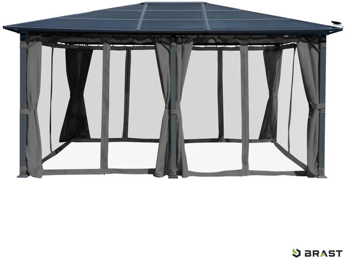 Brast Alu-Pavillon Premium 3.6x4.8 m grau, festes Dach, wasserdicht inkl. Moskitonetz Bild 1