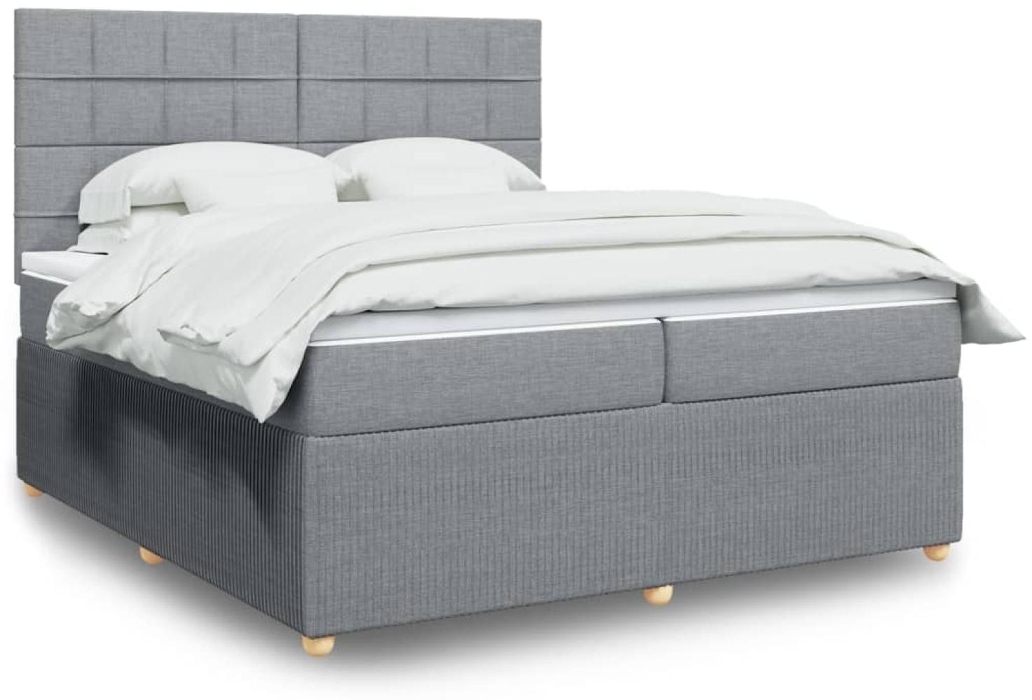 vidaXL Boxspringbett mit Matratze Hellgrau 200x200 cm Stoff 3292163 Bild 1