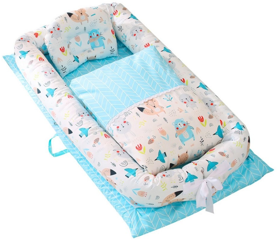 SEHAUSEU Kuschelnest Bettnestchen Babylounge Babykokon mit Decke und Kissen Wickelauflage Bild 1