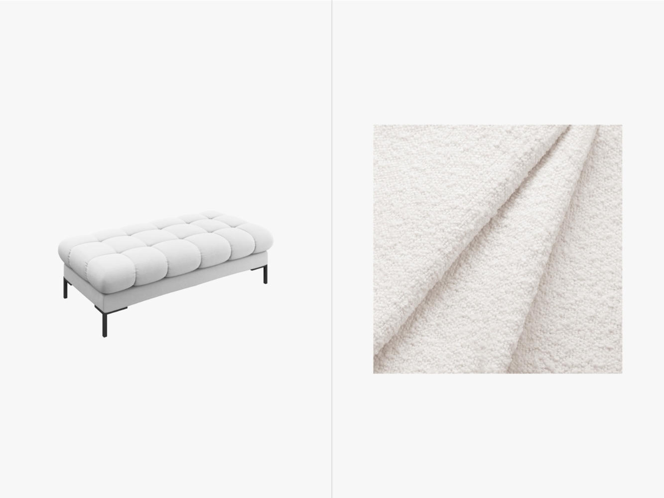 Micadoni Polsterbank Mamaia 2-Sitzer Boucle Baloo Weiß schwarze Beine Bild 1