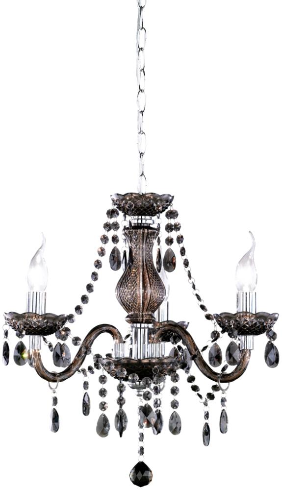 LED Kronleuchter 3-flammig Silber Chrom mit Acryl Kristall Schwarz Ø 46cm Bild 1