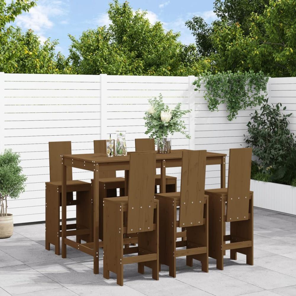 vidaXL 7-tlg. Gartenbar-Set Honigbraun Massivholz Kiefer 3157784 Bild 1