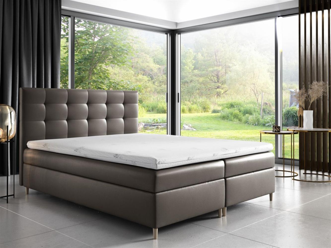Boxspringbett ARVID 180x200 cm Kunstleder Grau Bild 1