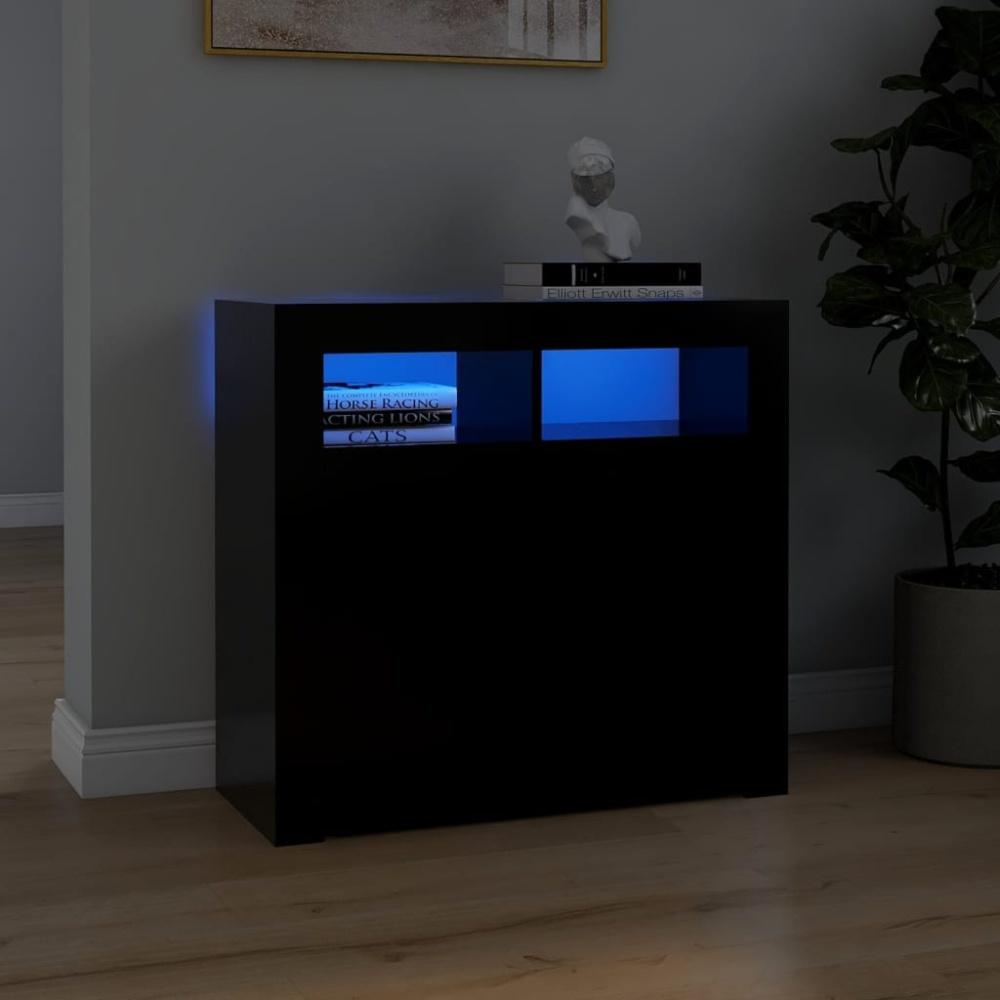 vidaXL Sideboard mit LED-Leuchten Schwarz 80x35x75 cm 804329 Bild 1