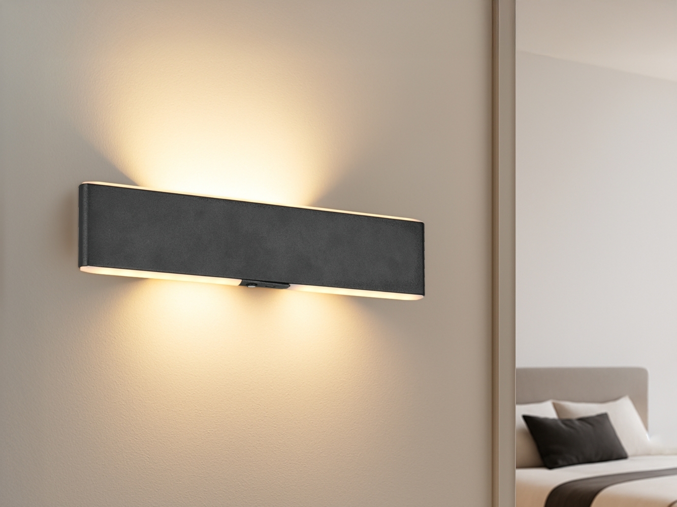 LED Akku Wandleuchte mit Fernbedienung, per USB aufladbar, Schwarz Breite 32cm Bild 1