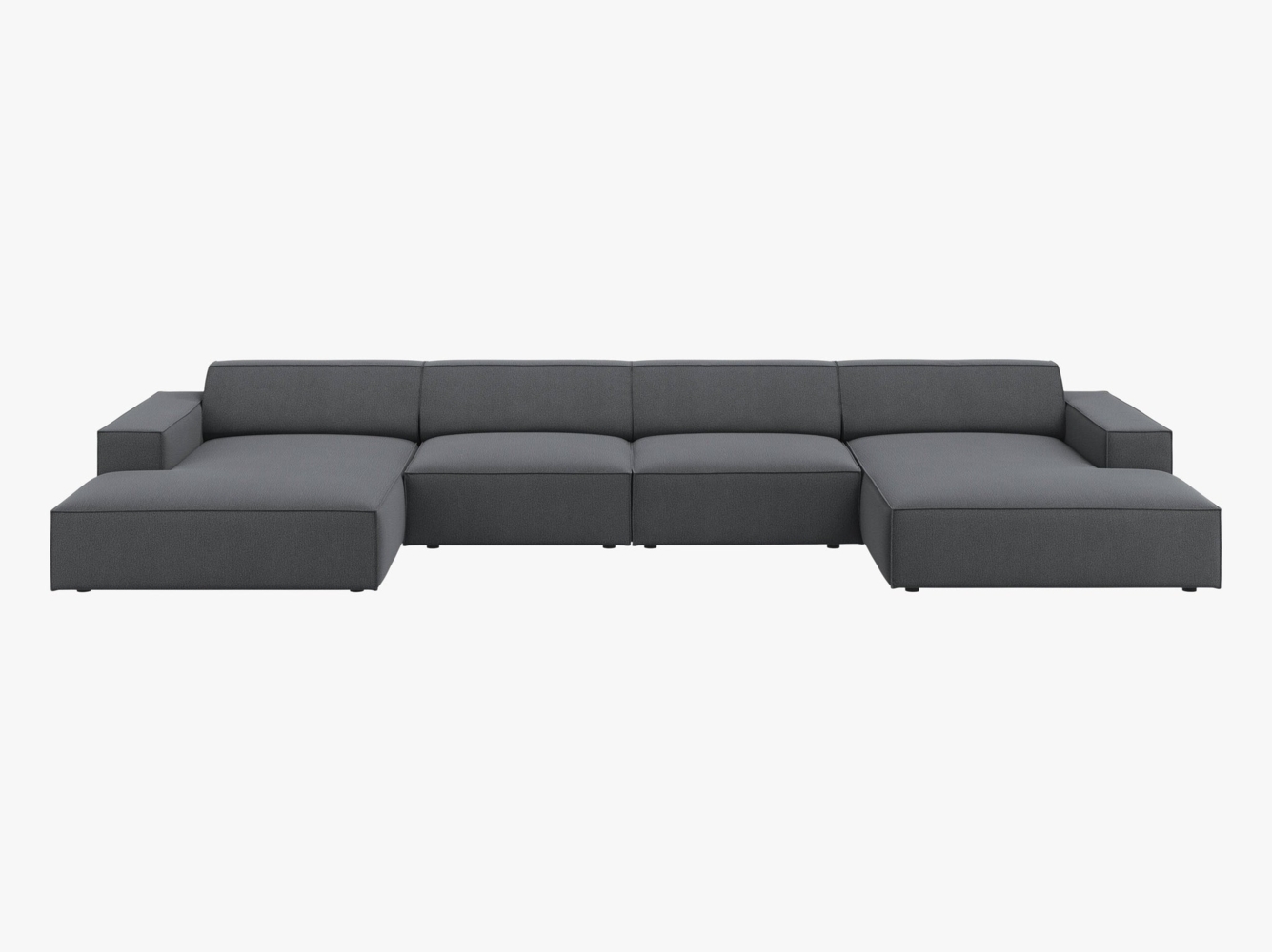 Micadoni Panorama-Sofa Jodie 6-Sitzer Strukturierter Stoff Megan Dunkelgrau Bild 1