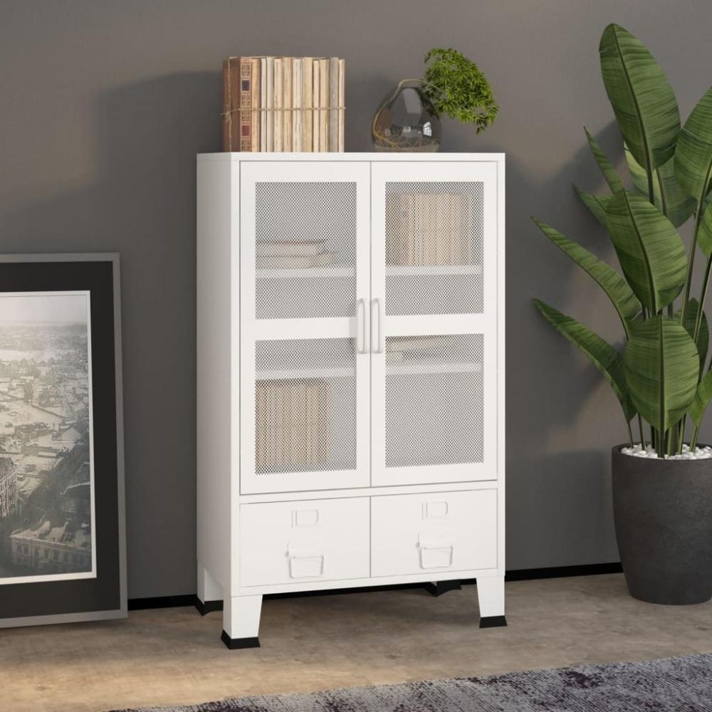 Lagerschrank Industrie-Stil Weiß 70 x 40 x 115 cm Metall Bild 1