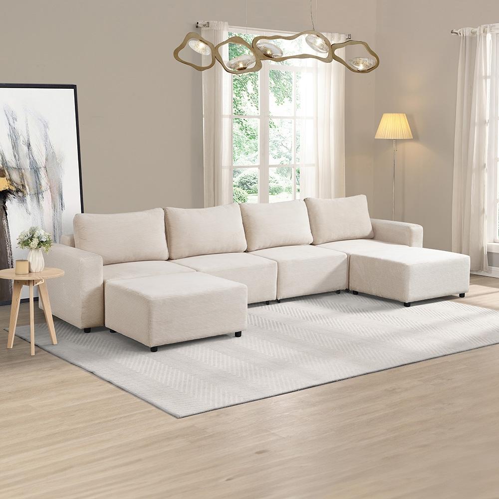 HOME DELUXE Modulares Schlafsofa Beige - 380 x 168 cm Bild 1