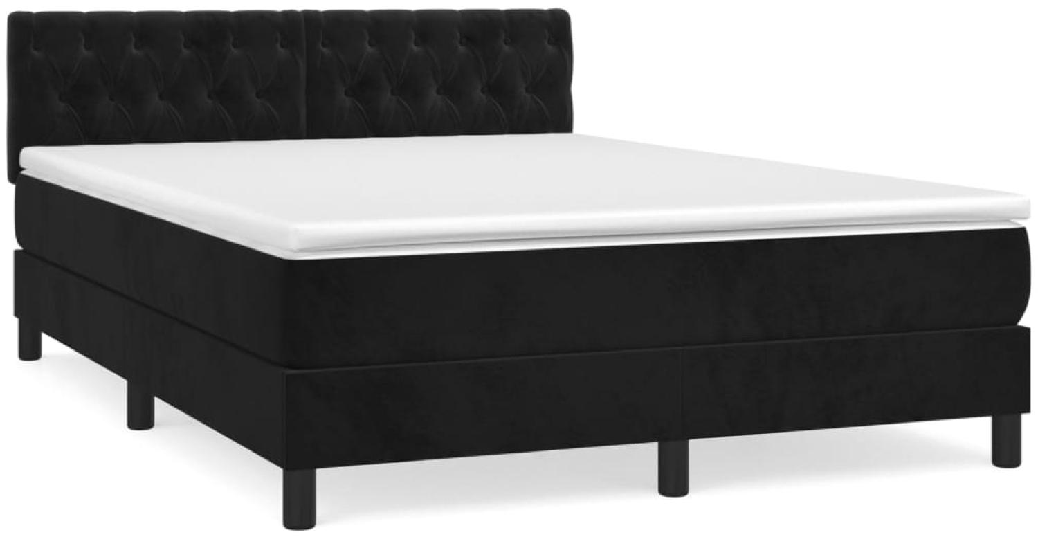 vidaXL Boxspringbett mit Matratze Schwarz 140x190 cm Samt 3141481 Bild 1