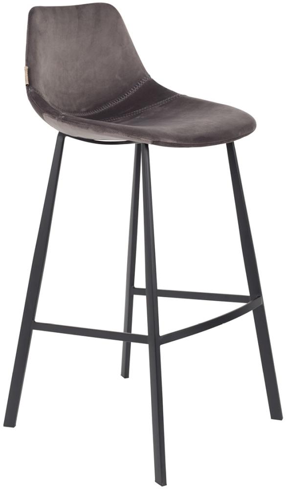 Barhocker FRANKY VELVET Samt Grau von DutchBone Bild 1