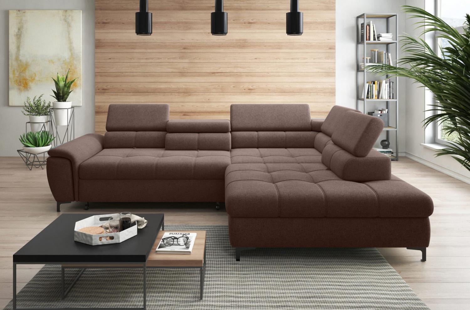 Ecksofa CARPI mit Sitztiefen- und Kopfstützenverstellung sowie Bettfunktion und Bettkasten, Taupe Bild 1