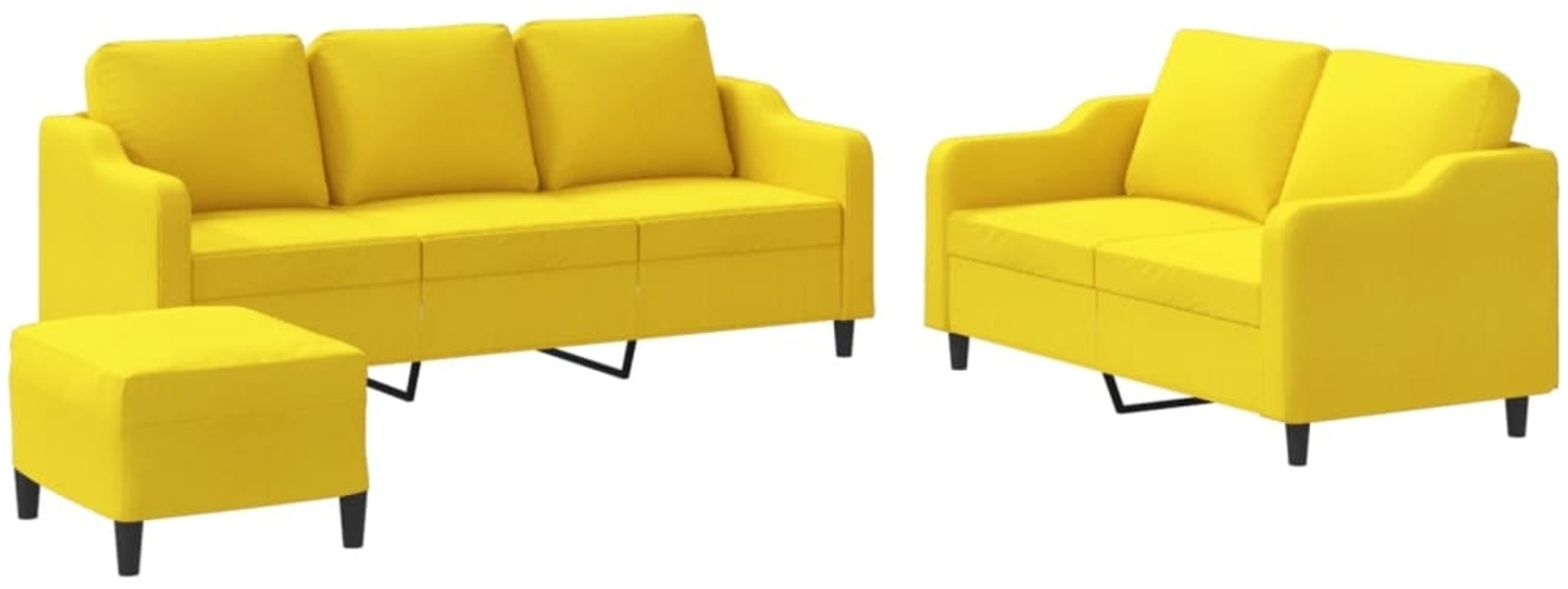 vidaXL 3-tlg. Sofagarnitur mit Kissen Hellgelb Stoff 3201847 Bild 1