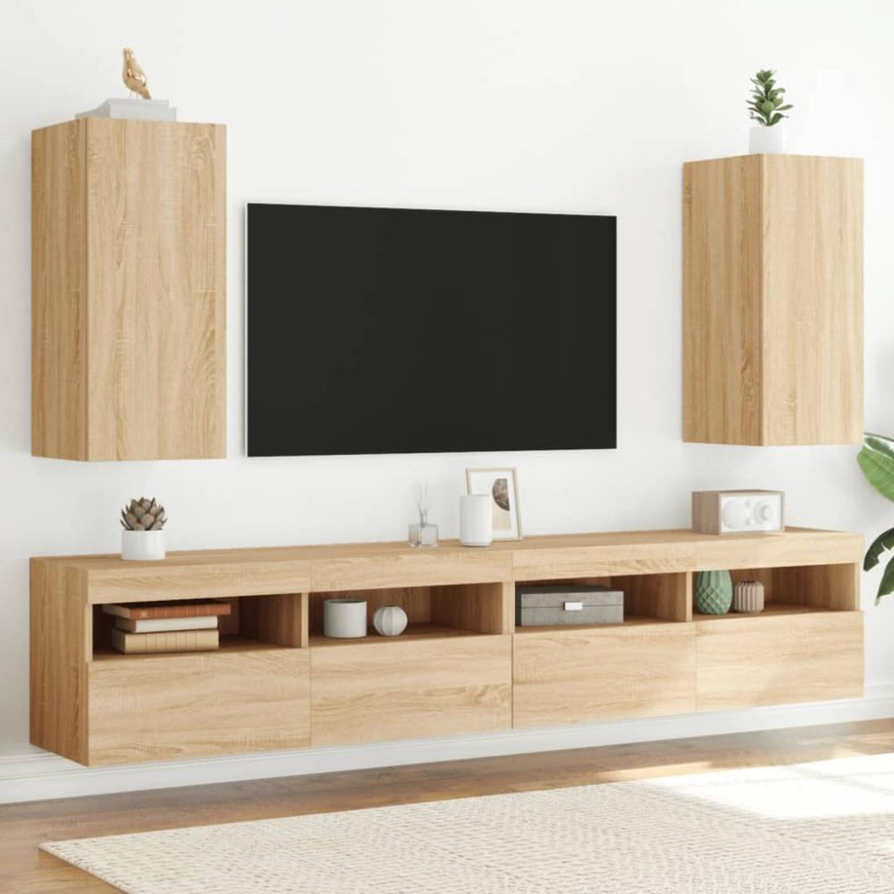 vidaXL TV-Wandschränke mit LED-Leuchten 2 Stk. Sonoma-Eiche 837237 Bild 1