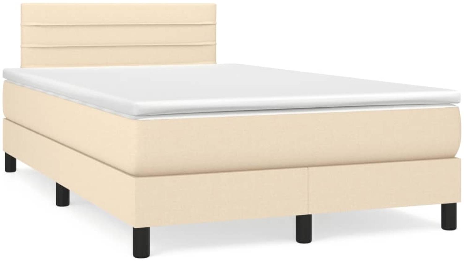 vidaXL Boxspringbett mit Matratze Creme 120x190 cm Stoff 3269735 Bild 1