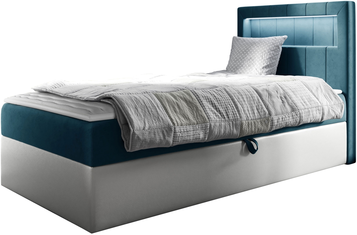 Boxspringbett 'Gladino Junior 1' blau 90x200 cm Rechts Bild 1